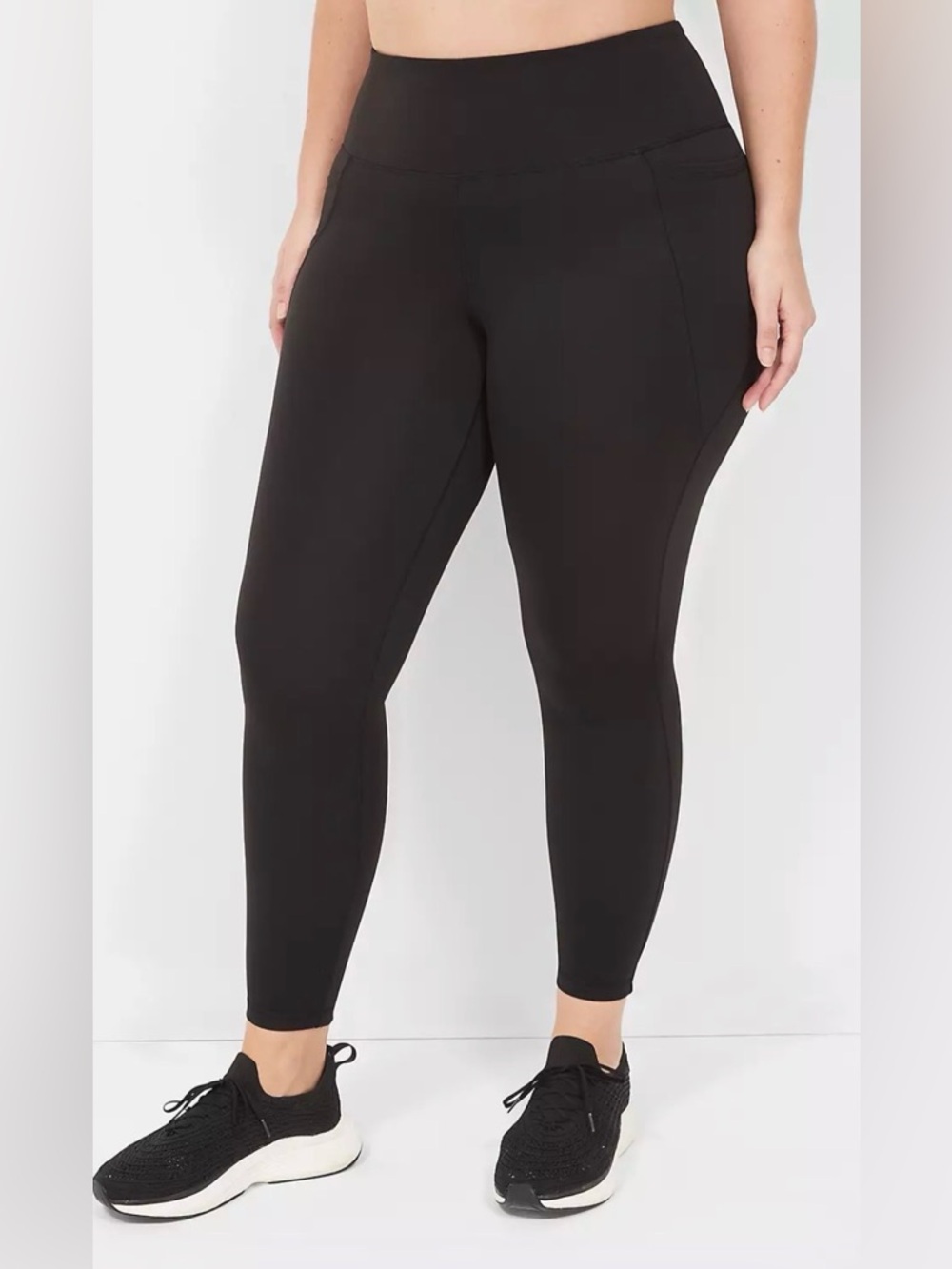 Lane Bryant LIVI Soft Black High-Waist 7/8 Leggings with Side Pockets